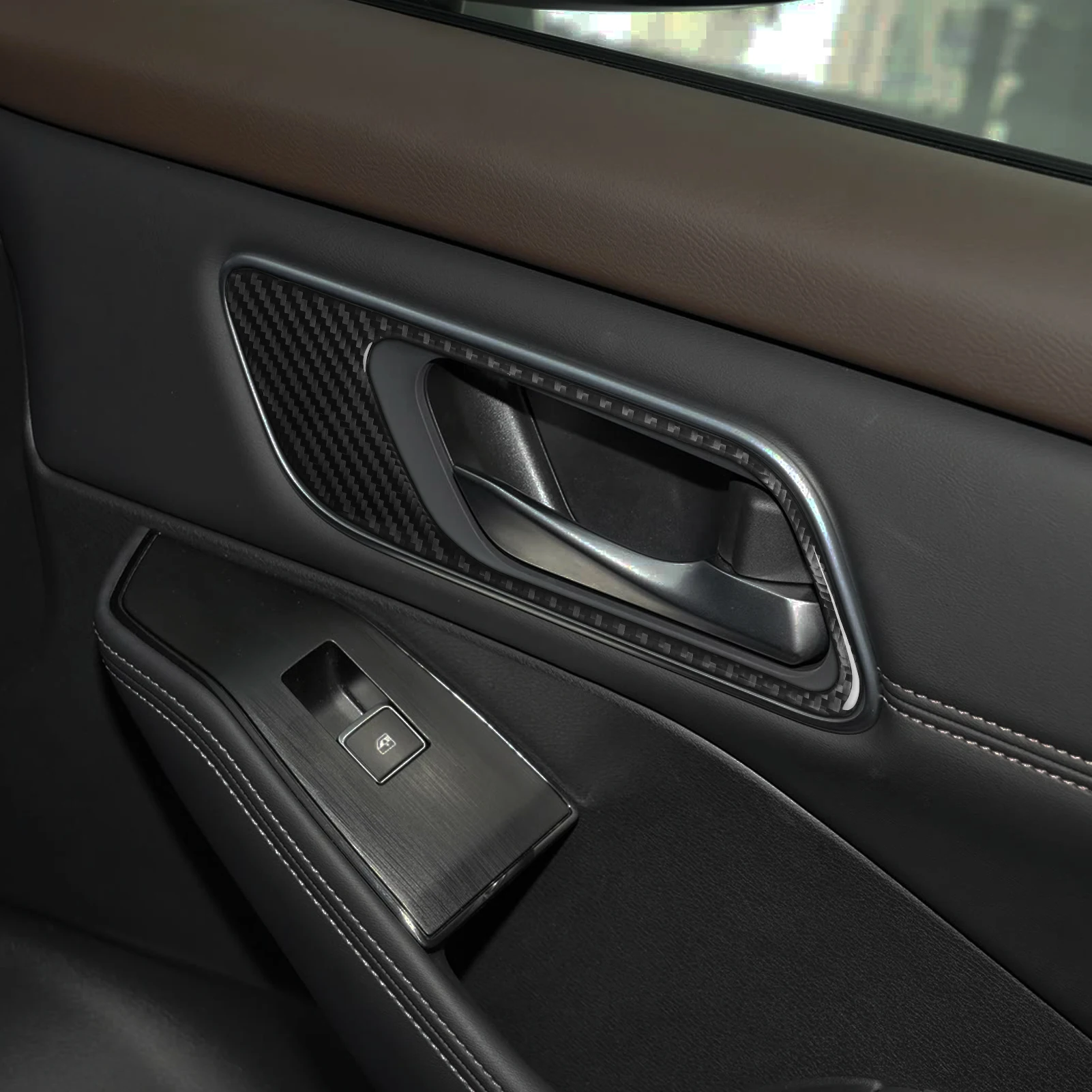 Real Carbon Fiber Auto Accessoires Voordeur Handvat Frame Trim Cover Zachte Sticker Voor Nissan X-Trail Rogue 2021 2022 2023 2024