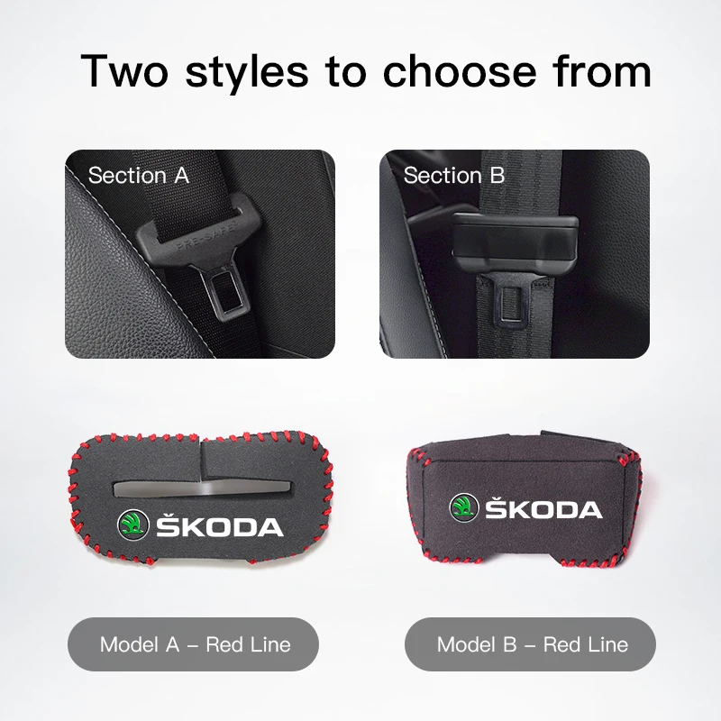 Car Logo Seat Safety Belt Buckle Cover Interior Accessories For Skoda Octavia Fabia Superb Yeti Enyaq Rapid Kodiaq Kamiq Karoq