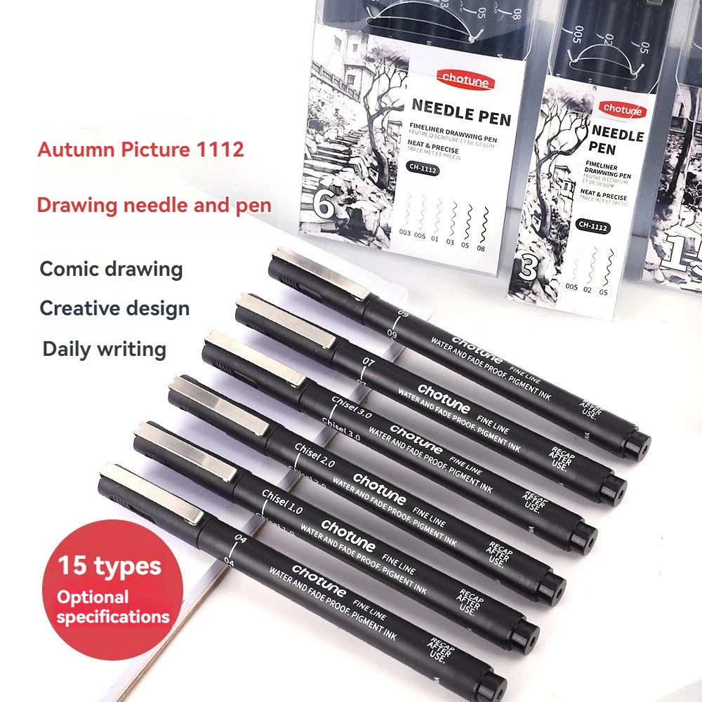 3/15Tip Black Pigment Micro-Pen Fineliner Ink Pens,Drawing Artist Illustration Pens Multiliner for Sketching Anime Manga Design