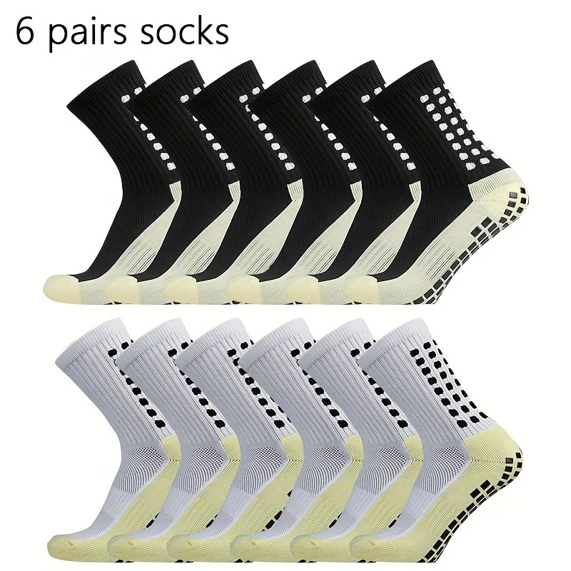 6 Pairs Slip-resistant Professional Silicone Football Socks - Extra Thick & Ventilated for Outdoor Sports - Ideal for Athletes