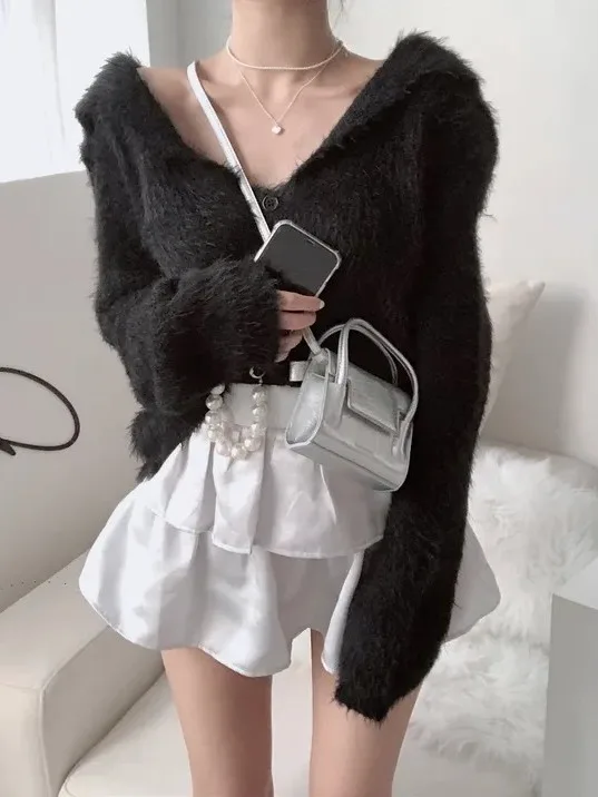 

Осенне-зимний темно-синий воротник с цветными пуговицами, длинный светер против норки, мягкий ор, пальто, женская повседневная модная верхняя одежда