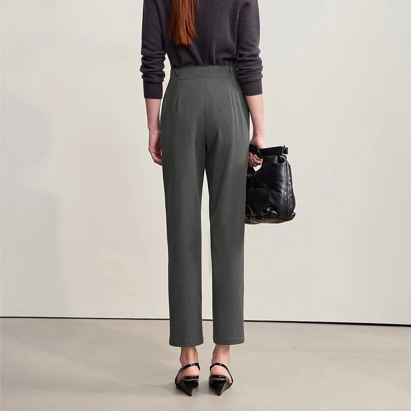 AMII Women Pants 2026 Winter New Minimalism Commuter Nine-point Pants For Woman Casual Solid Versatile Ladies Clothing 12544095