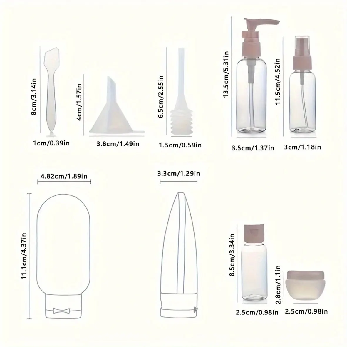 11PCS Travel Refillable Bottle Set Refillable Spray Lotion Shampoo Shower Tube Bottling Refill Cosmetic