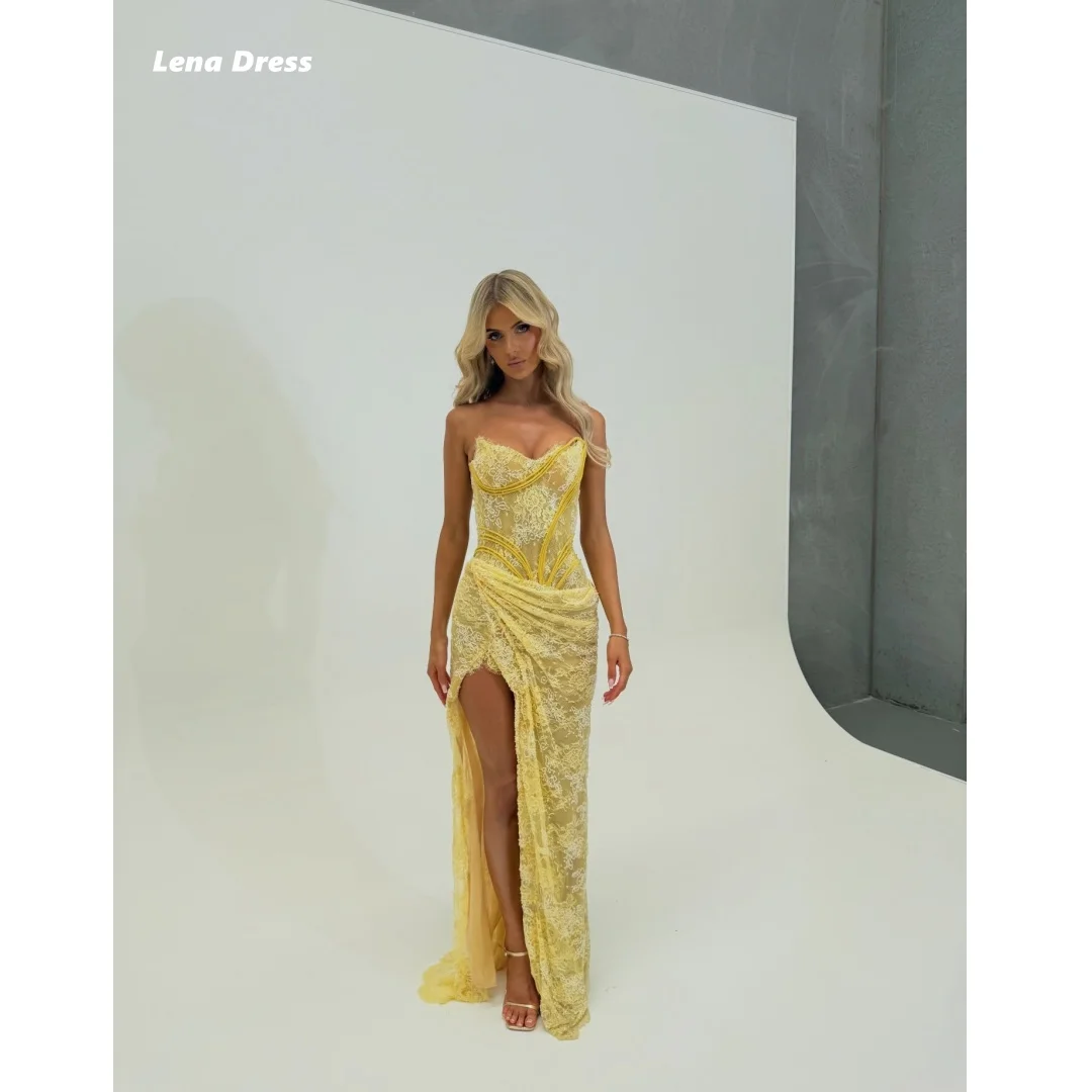 

Lena Women's Ball Gown Customized Bespoke Occasion Dresses for Special Occasions Sleeveless Fish Tail Embroidered Lace Evening