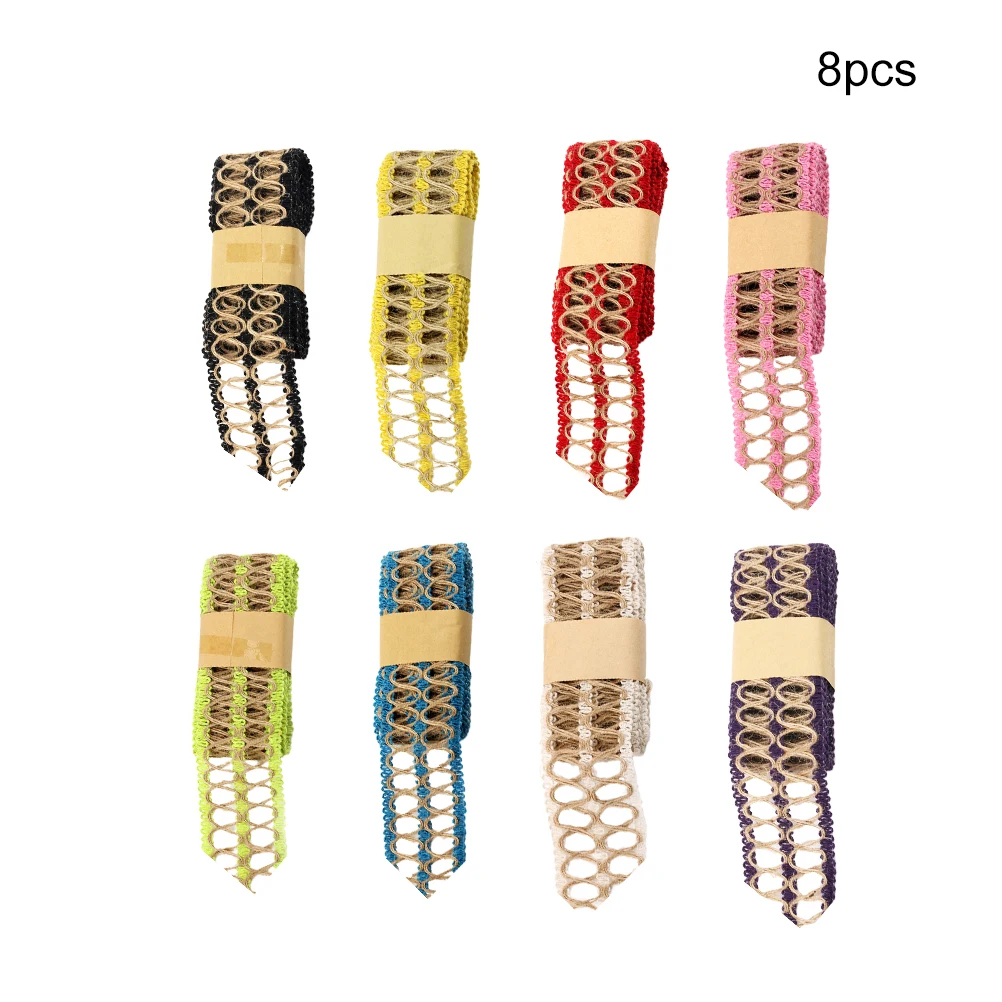 

8pcs Hollow Woven Jute Ribbon 2M Durable Lace Craft Diy Decor Wedding Home Accessories Tape Ribbon For Clothes Ornaments