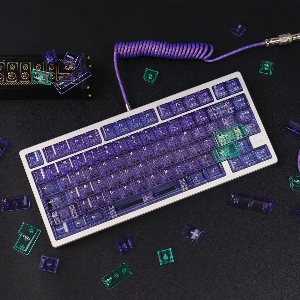 transparencia roxo keycaps 156 chaves conjunto completo altura cereja pbt sublimacao termica 61 87 98 104 108 teclado mecanico 01