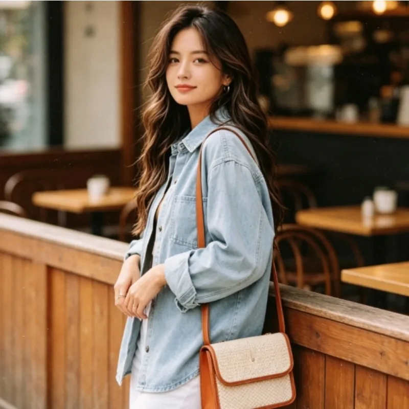 

Lightweight Indigo Denim Top Four Snap Closure Soft Washed Fabric for Street Style and Home Lounge