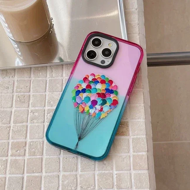 2.5 Acrylic Colorful Border Color Balloon Pattern iPhone 12 13 14 15 Pro Max Protective Case with MagSafe