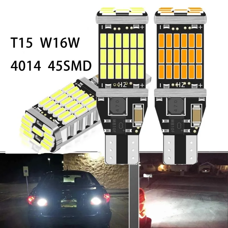 

Лампы головного света T15 W16W 921 912 T16 902, 45 шт., 4014SMD, Сверхъяркие, лм, замена для автомобиля, заднего хода, цвет белый