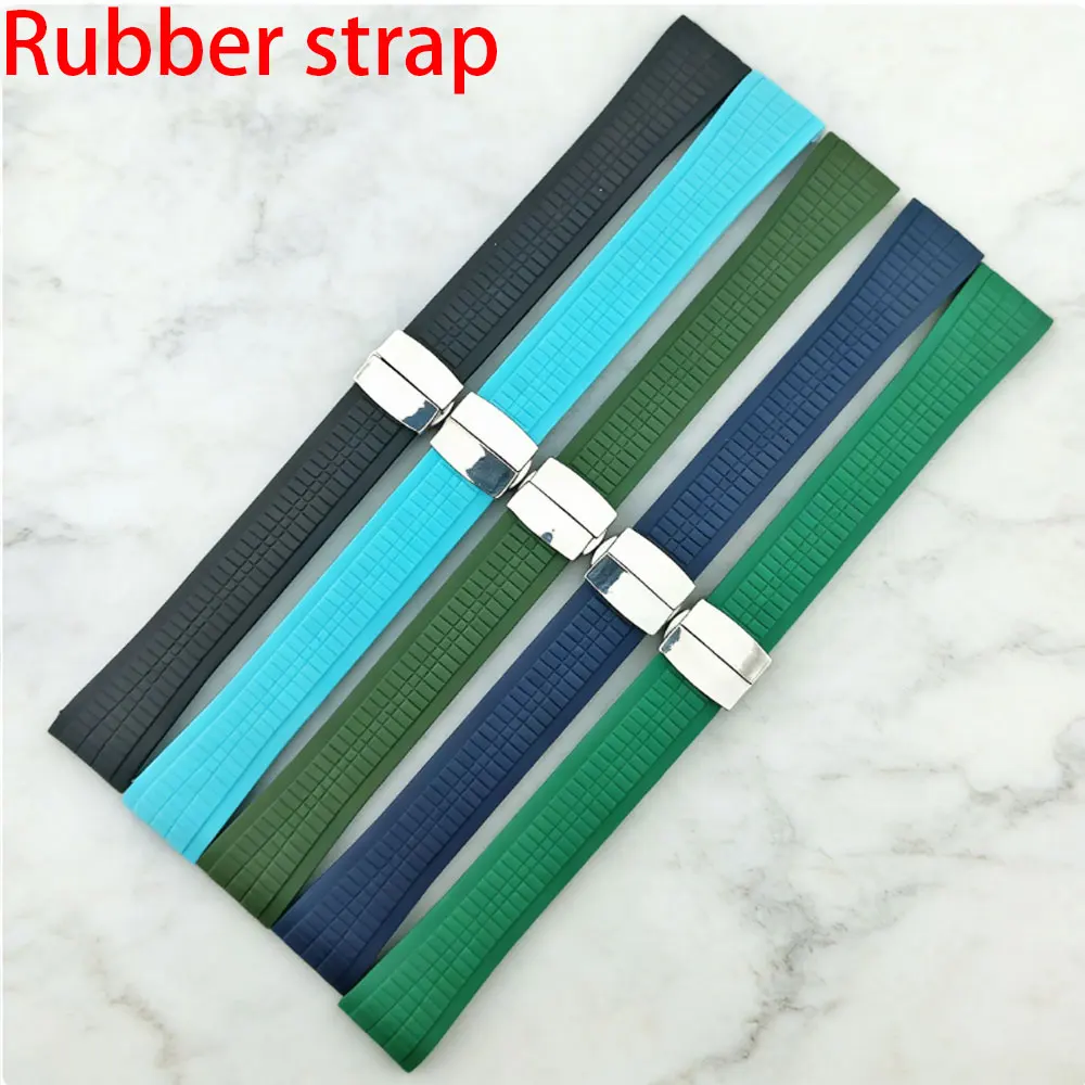 

21mm black blue green aquanaut rubber strap suitable for aquanaut watch case assembly watch silver rose gold clasp