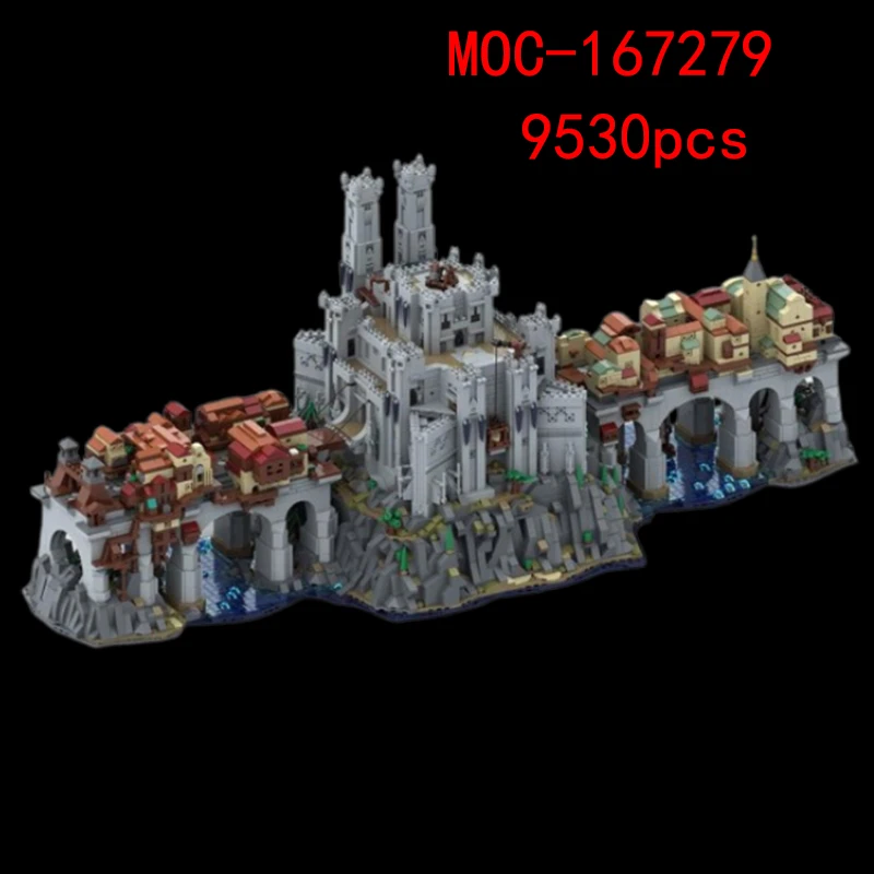 Spot MOC-167279 Medieval Castle Small Particle Assembling Building Blocks Large Building Model Toy Gift 9530pcs