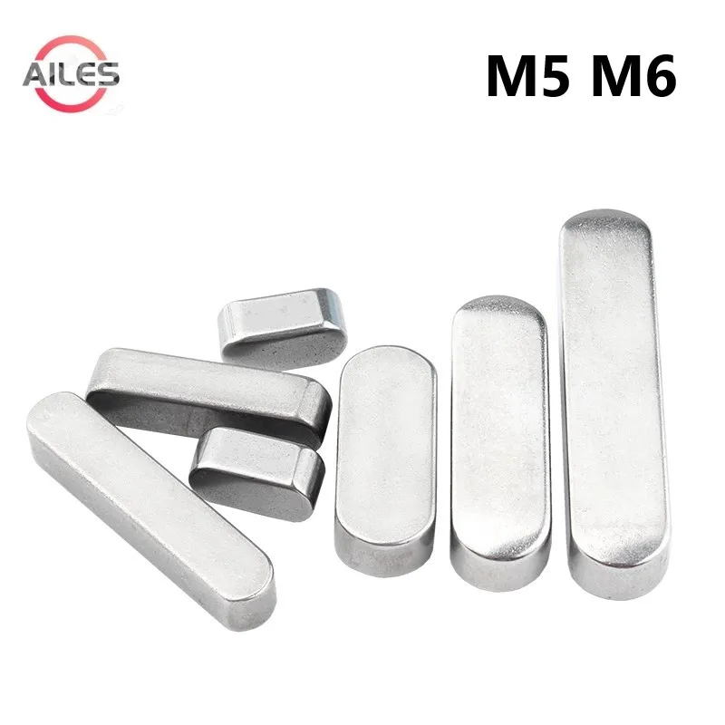 

304 Stainless Steel GB1096 A Type Flat Key Dowel Drive Shaft Parallel Key M5 M6 Round End Head Key