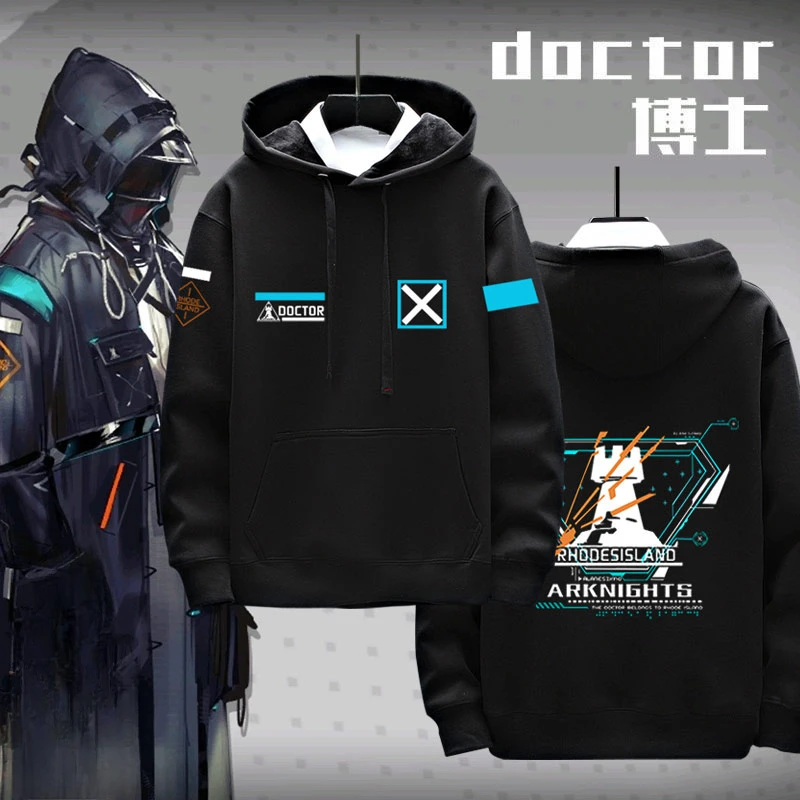 Anime Arknights RHODES ISLAND Doctor Cosplay Hoodie Women Men Harajuku Sweatshirt Streetwear Hip Hop Pullover Hooded Jacket