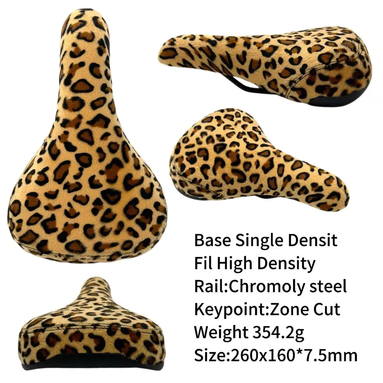 BMX-Fahrradsattel, Dirt-Jump-Cruiser-Fahrradsitz, Plüschbezug mit Leopardenmuster, Freestyle-Rennsattel, Downhill-Sattel für MTB-Fahrradteile – Detail 1
