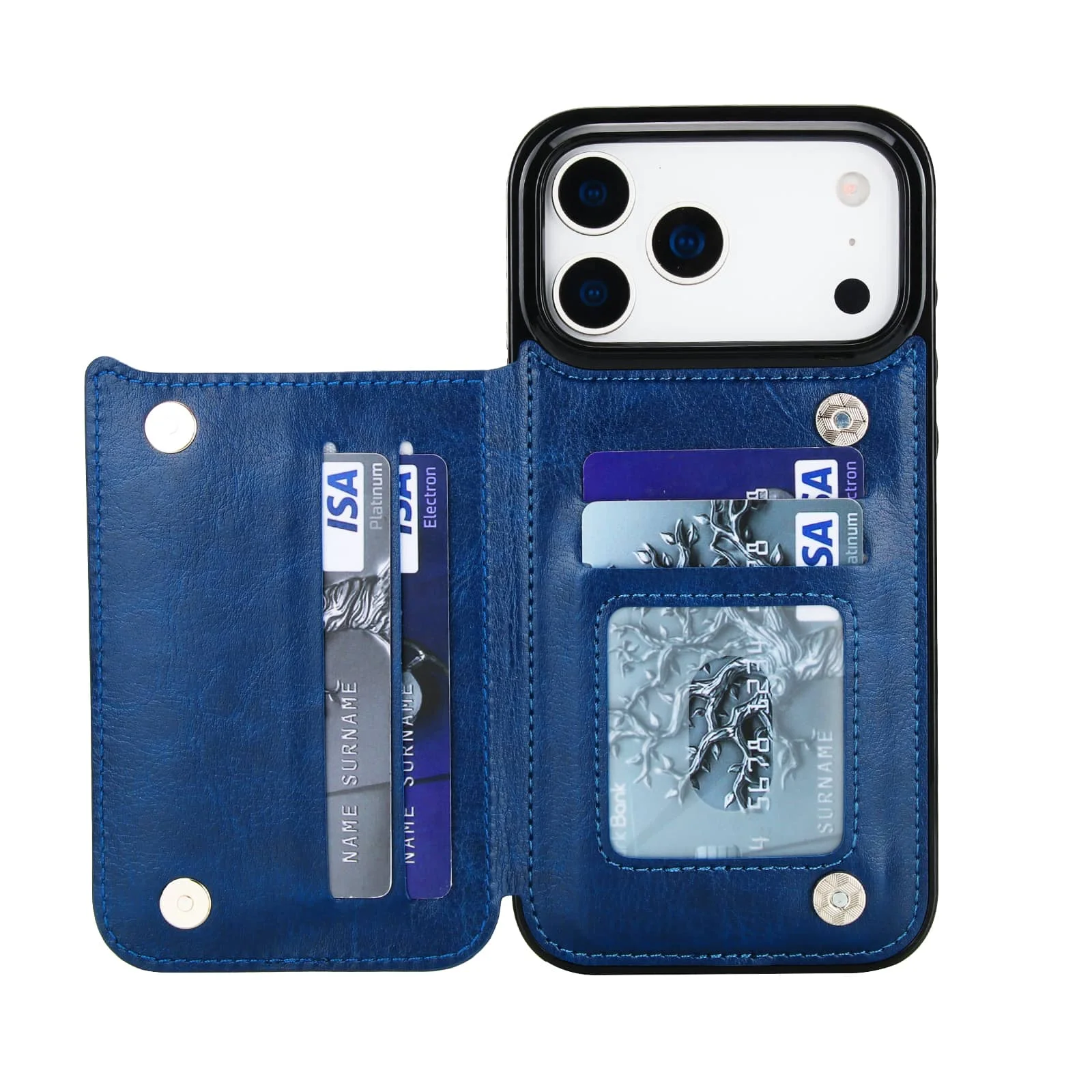 iPhone 18 Pro/17 Pro Max/17e Air portemonneehoes met kaarthouder, PU kunstleren hoes met standaard en kaartsleuven, dubbele magnetische sluiting