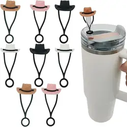 1Pcs Silicone Cowboy Hat Straw Covers Cap Compatible with Stanley Cup 30 40 oz Cowgirl Hat Straw Topper Protector Lid  Accessory