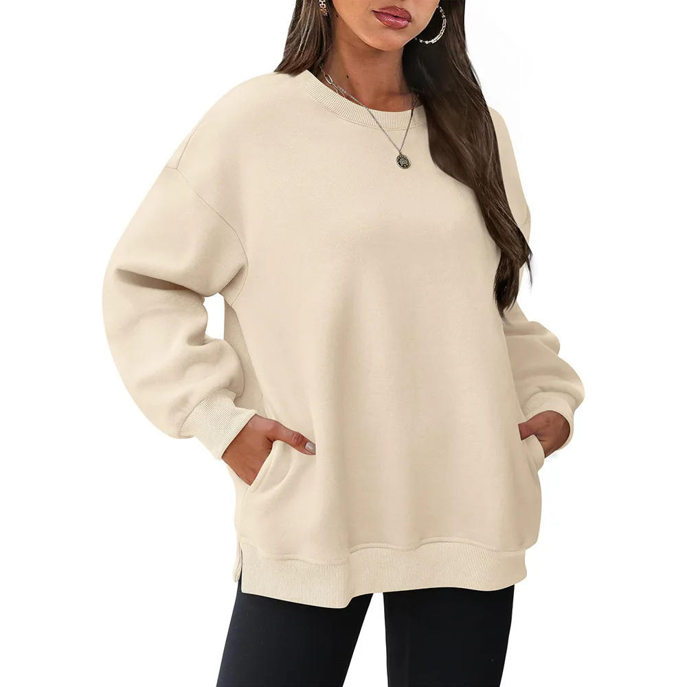 Women's Sweater 2025 Autumn Winter New Y2K Fashion Sweatshirt Crew Neck Long Sleeve Fleece Lined Pullover Active Top