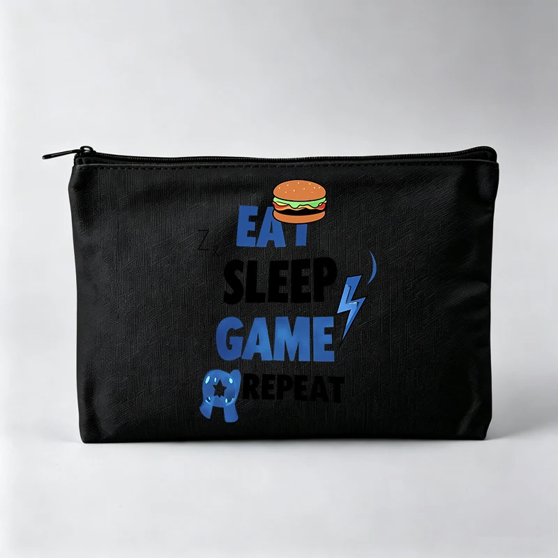 Women's Letter Print Makeup Bag with Food and Game-inspired Graphics, Casual Cosmetic Pouch for Daily Use
