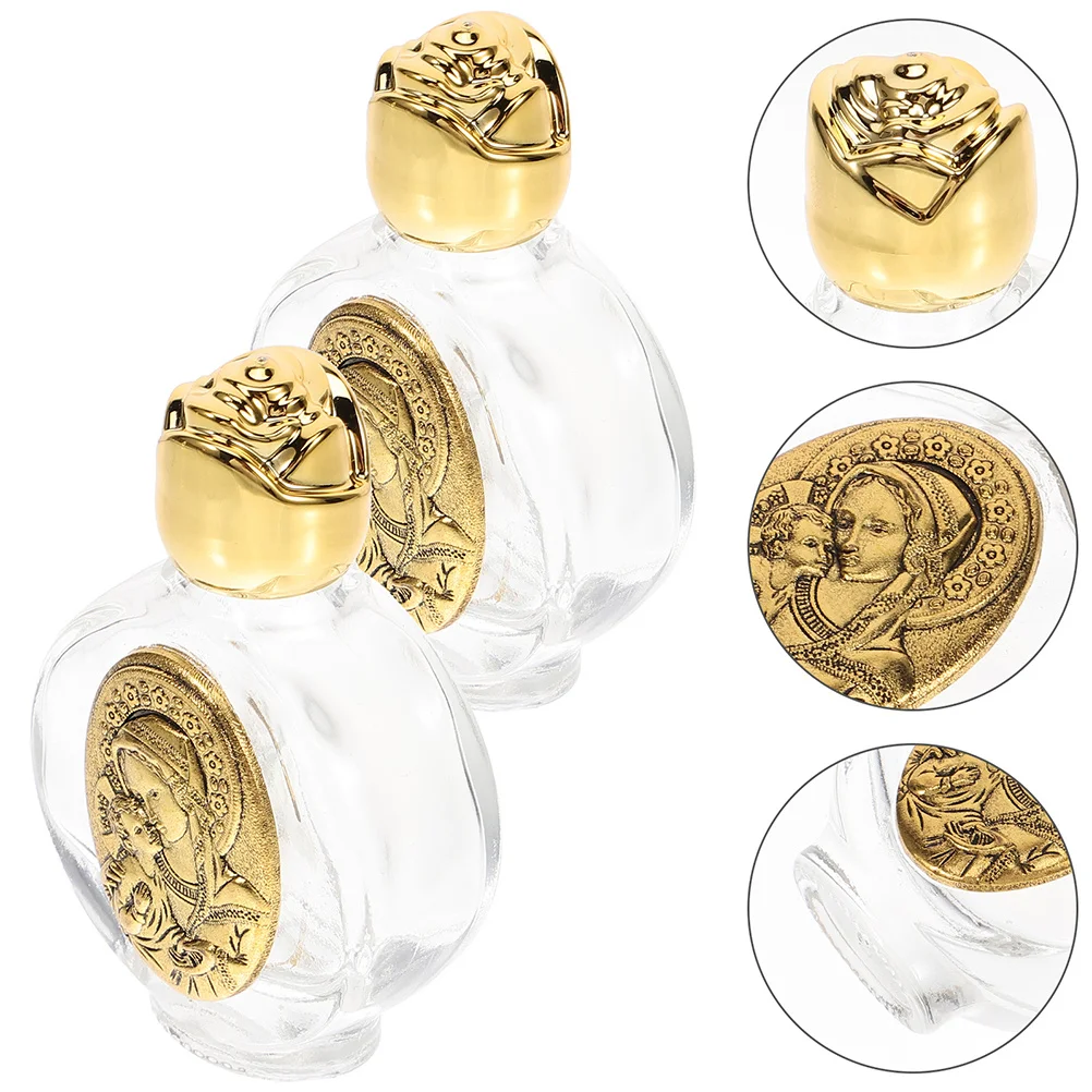 

3 Pcs Embossed Glass Bottle Blessing Bottles Small Decorative for Home with Cork Empty Patron
