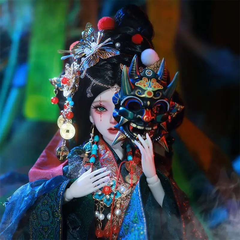 Shugo Fairy Bjd Doll 1 4 Size Nuo Culture Ancient Chinese Style Mask Handmade Painted Ball Jointed Sd Collectible Art Doll