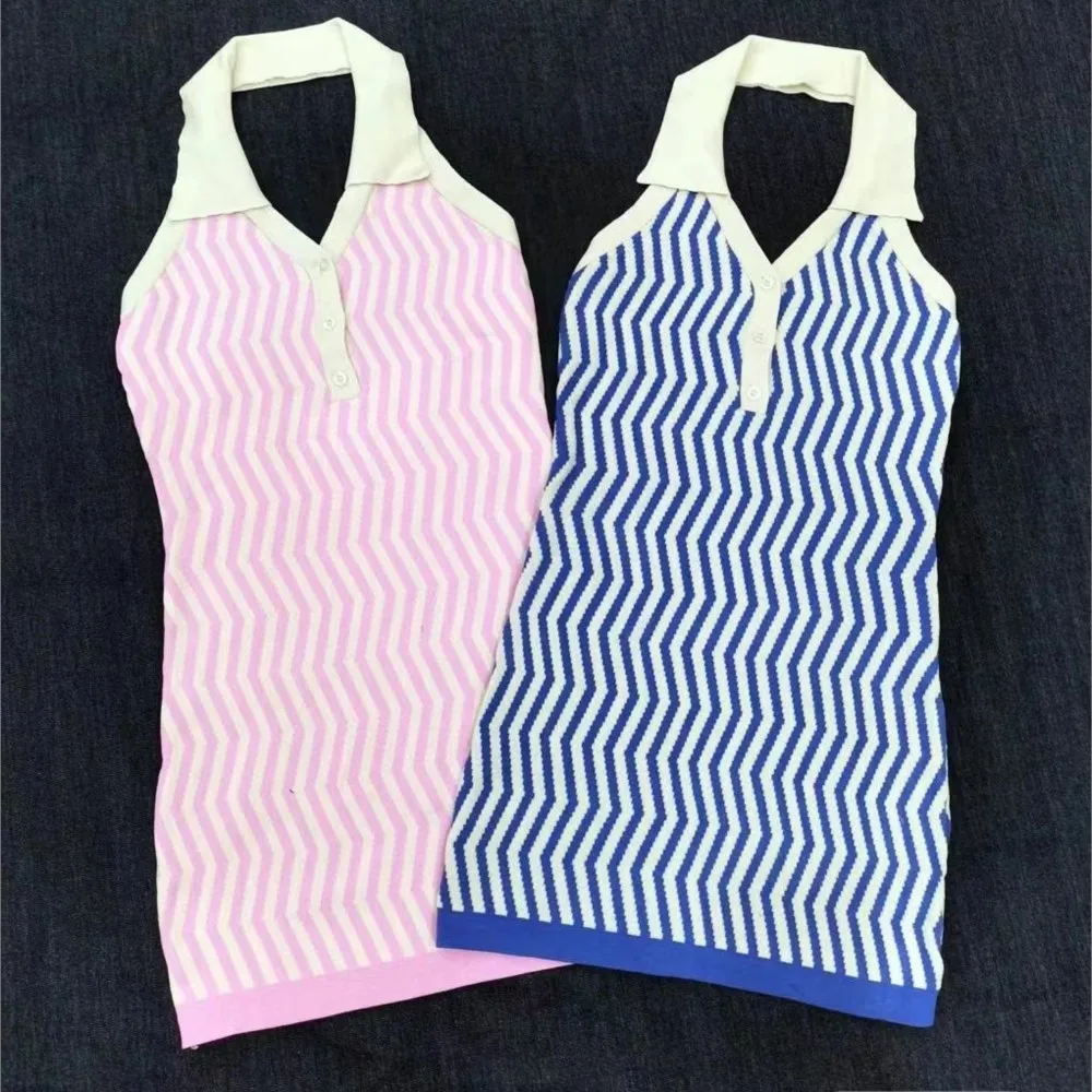 2026 Summer New Dresses For Woman Halter Neck Fashion Backless Dress Package Hip Bodycon vestidos Contrast Simple Style Trendy