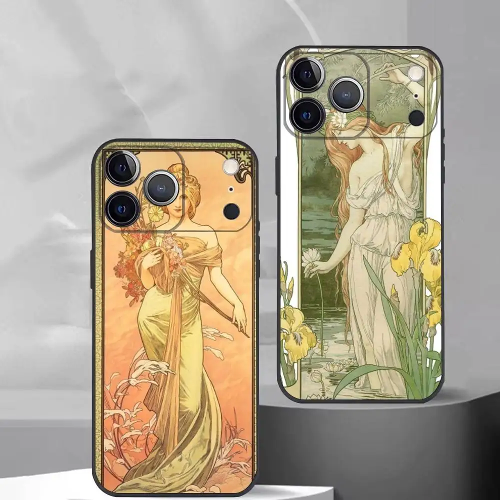 

ART Alphonse M-Mucha Phone Case Silicone Soft For IPhone 17 16 15 14 13 12 11 X XR Plus Pro Max Plus