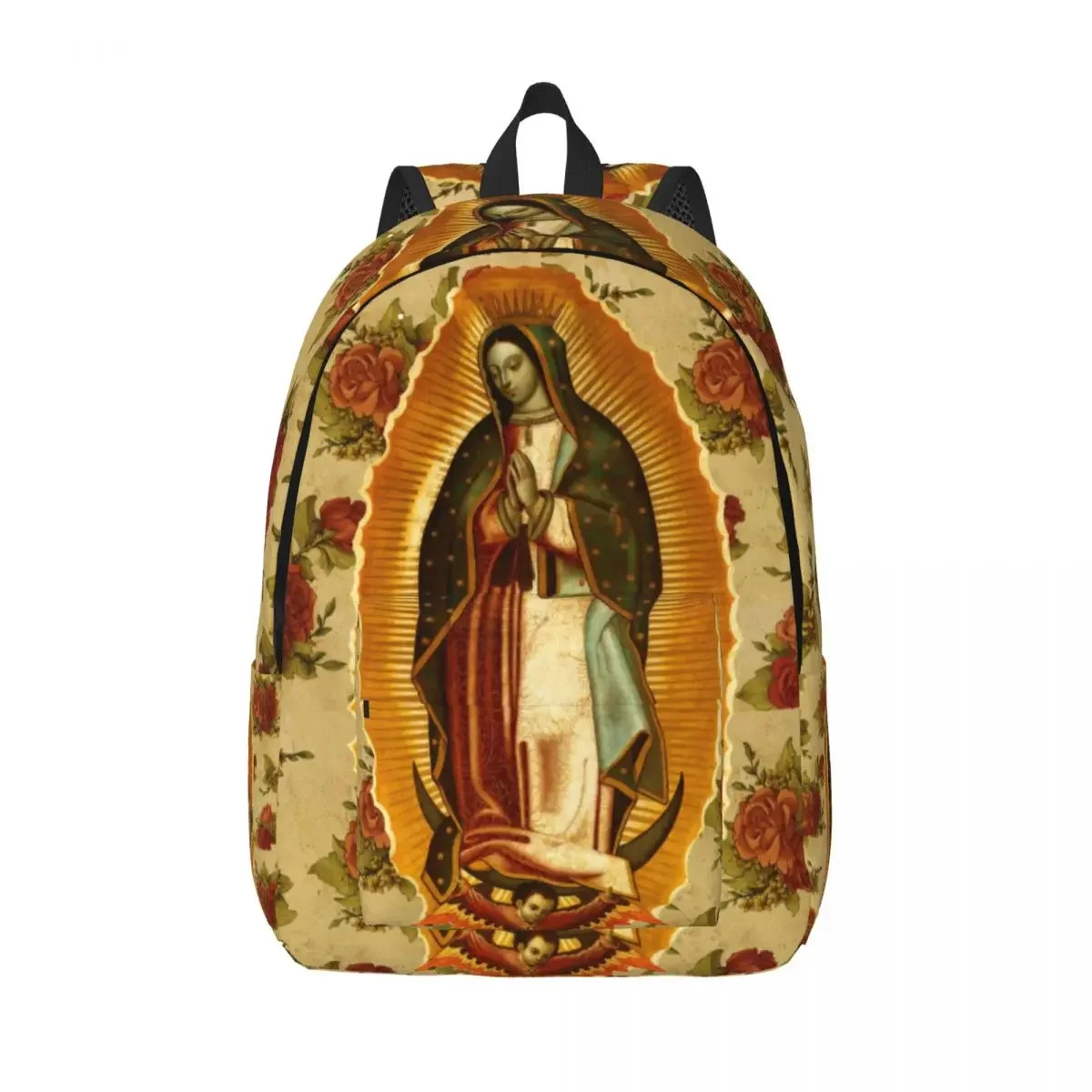 Mexican Virgin Mary Of Guadalupe Canvas Backpacks College School Bookbag Fits Laptop Catholic Religious ChristianSaint Bags