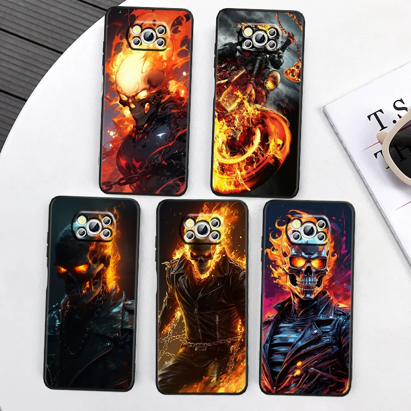 

Marvel Ghost Rider For Xiaomi Mi Poco F5 F4 F3 X6 X5 X4 X3 M6 M5 M5S M4 M3 C65 Pro GT NFC 5G Black Soft Phone Case