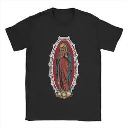 Men's T-Shirt Santa Muerte Cotton Tees Saint Death Goth Mexican Death Muertos Mother Skull T Shirts O Neck Clothing Gift Idea