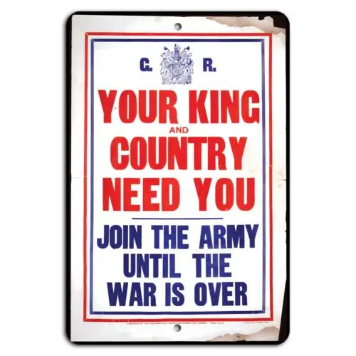 Join the Army: Your King and Country Need You-Aluminum-tin sign