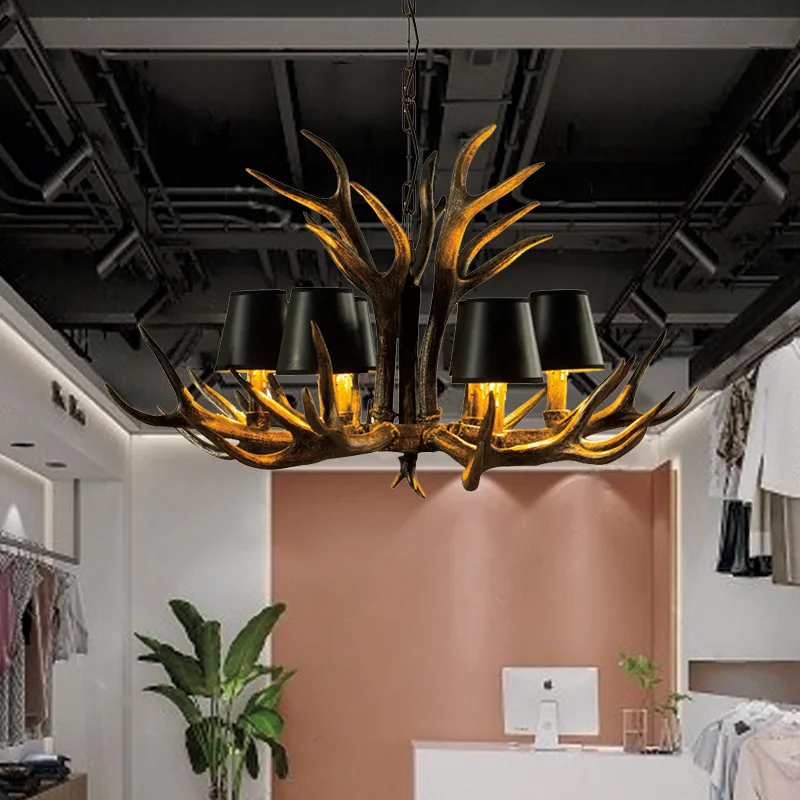 Retro Antlers LED Chandelier Table Dining Living Room Kitchen Accesories Pendant Lamp Home Decoration Interior Lighting Fixtures