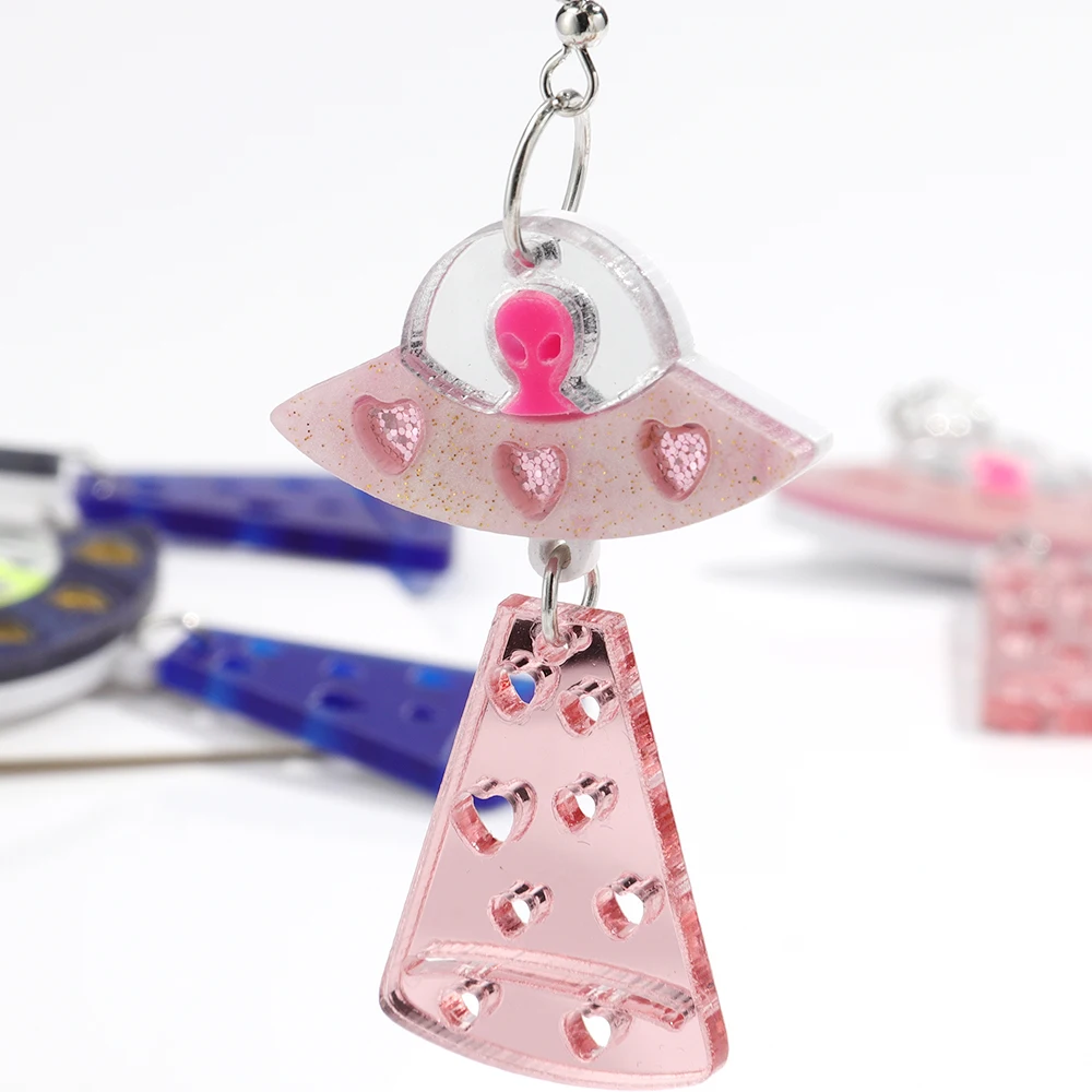 Women's Creative UFO Alien Acrylic Drop Earrings