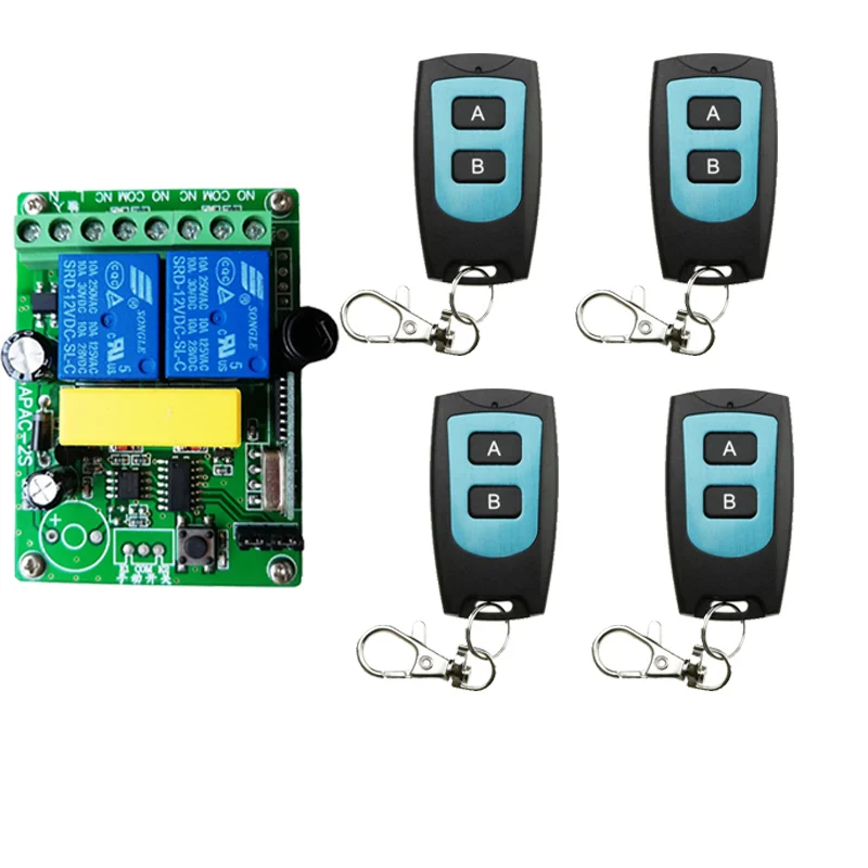 AC 220V 2 CH Channels 2CH RF Wireless Remote Control Switch Remote Control System receiver transmitter 1CH Relay 433 MHz