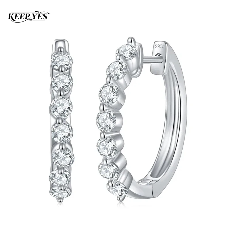 

KEEP YES Total 0.74ct 2.4mm Full Moissanite Diamond Hoop Earrings for Women 925 Sterling Silver Plated 18k Gold Fine Jewelry