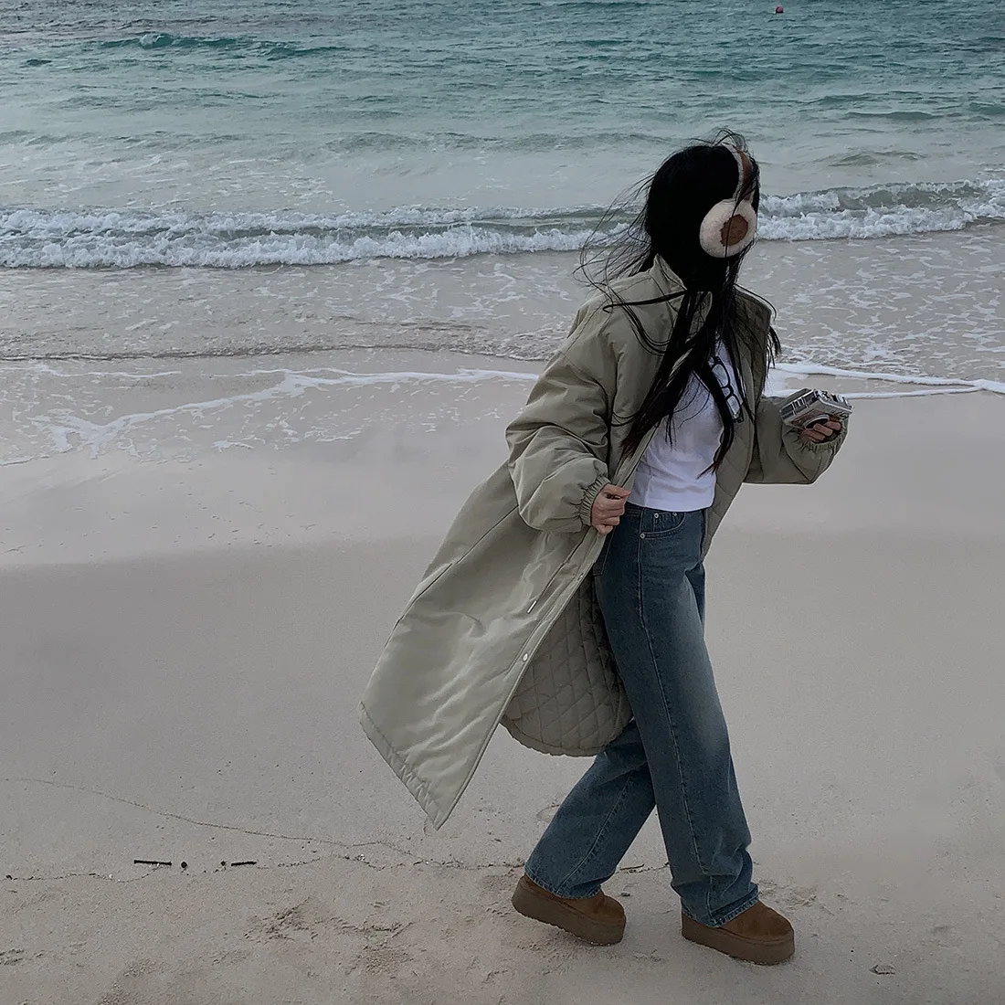 Women Parkas Long Coats Jackets Stand Collar Drawstring Coat Thick Warm Y2k Streetwear Jacket Work Outerwear Autumn Winter