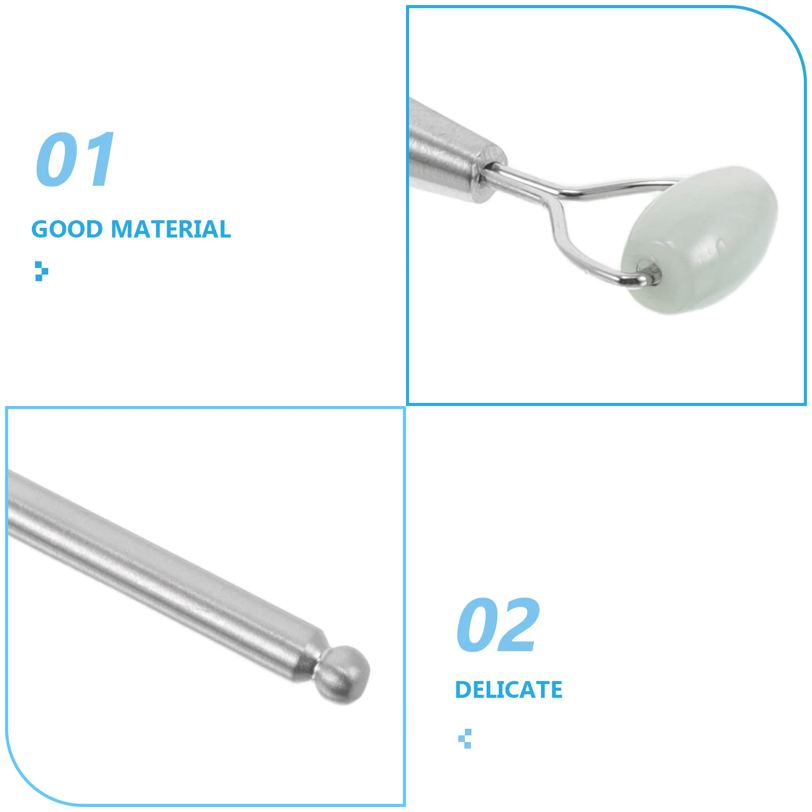 ลูกกลิ้งนวดหน้าหินหยก 2 ชิ้น เครื่องนวดรอบดวงตา ปรับรูปจมูก อุปกรณ์ดูแลผิวหน้า ยกกระชับผิวหน้า พกพาสะดวก