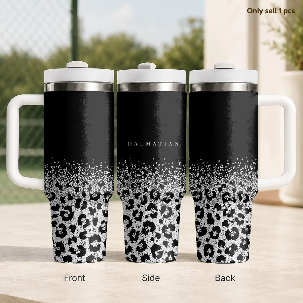 Fashion Leopard Cheetah Zebra Tiger Vacuum Flasks 40oz Stainless Steel Insulated Tumbler With Handle Straw Leakproof Travel Mug