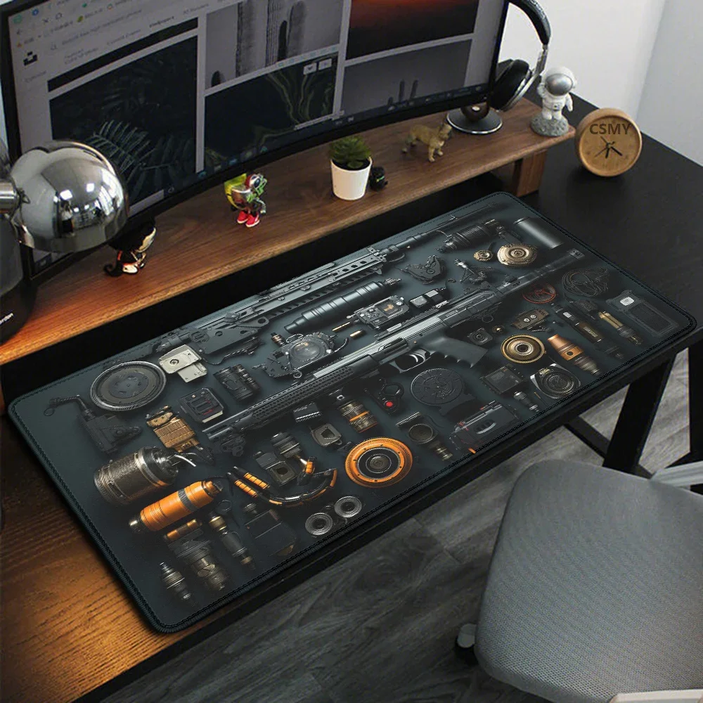 

Gun Anime Mouse Pad Gamer Office Accessories Weapon Rifle Parts Gun Game Black Mouse Pad XXL Computer Game Desk Pad 900x400mouse