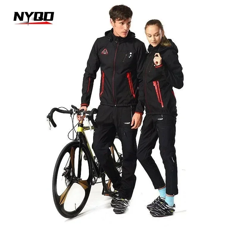 Cycling Clothes Winter Velvet Warm and Cold Proof Set for Men and Women Outdoor CyclingClothesCyclingEquipment Motorcycle Jacket