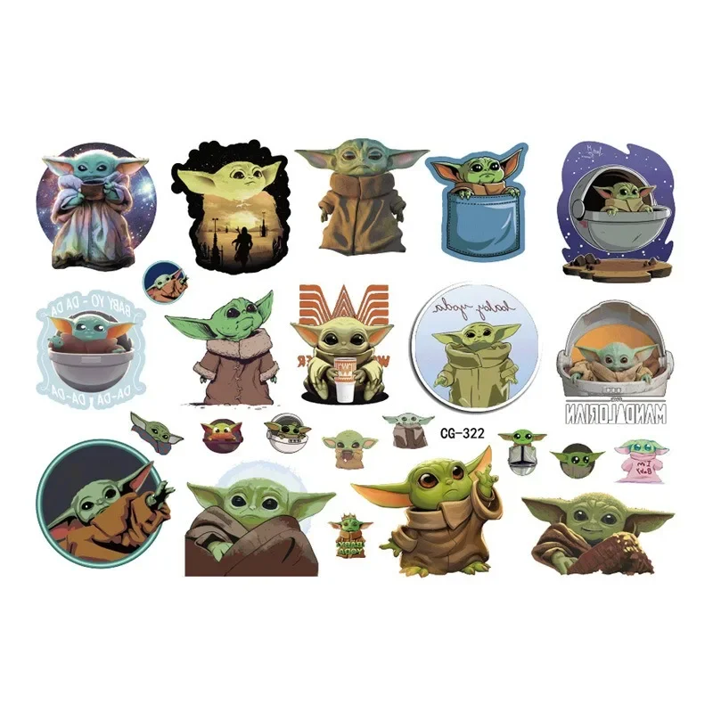 Baby Yoda Sticker Anime Figures Baby Yoda Children\'s Temporary Tattoos Party Decorations Kids Toys for Boys Girl Birthday Gift