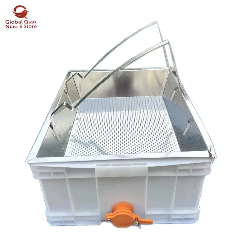 3-Piece Beekeeping Stainless Steel Honey Cutting Deep Plate Set with Storage Box And Flowing Honey Bucket for Easy Honey Harvest