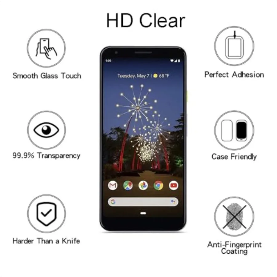 Screen Protector for Google Pixel 3A XL 6.3 inch Tempered Glass Film 9H Hardn Anti Scratch 0.3m Bubble Free (Not for Pixel 3 Pi