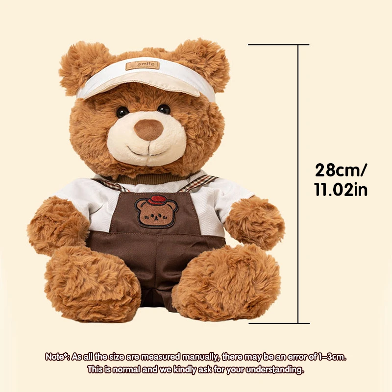 Orsetto Peluche Kawaii da 28 cm con Abito, Cuscino Morbido, Giocattolo Decorativo per la Casa, Regalo di Compleanno per Bambini