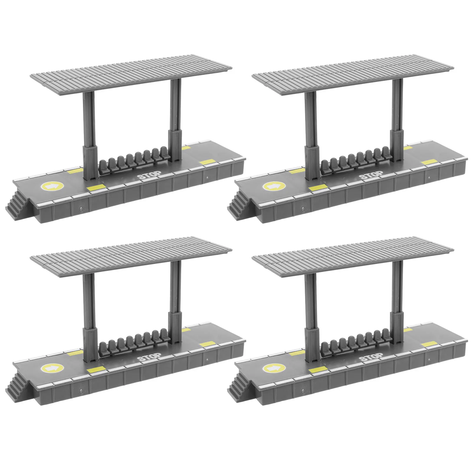 

4Pcs Railway Station Platform Set DIY Plastic Simulation Station for Kids Pretend Train Platform Decorative Railway Scene