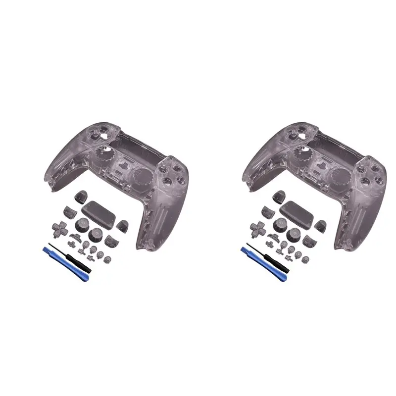AS95-2X Full Set Clear Housing Shell For PS5 Controller Custom With Buttons,Touchpad Cover&Transparent Case Skin Kit