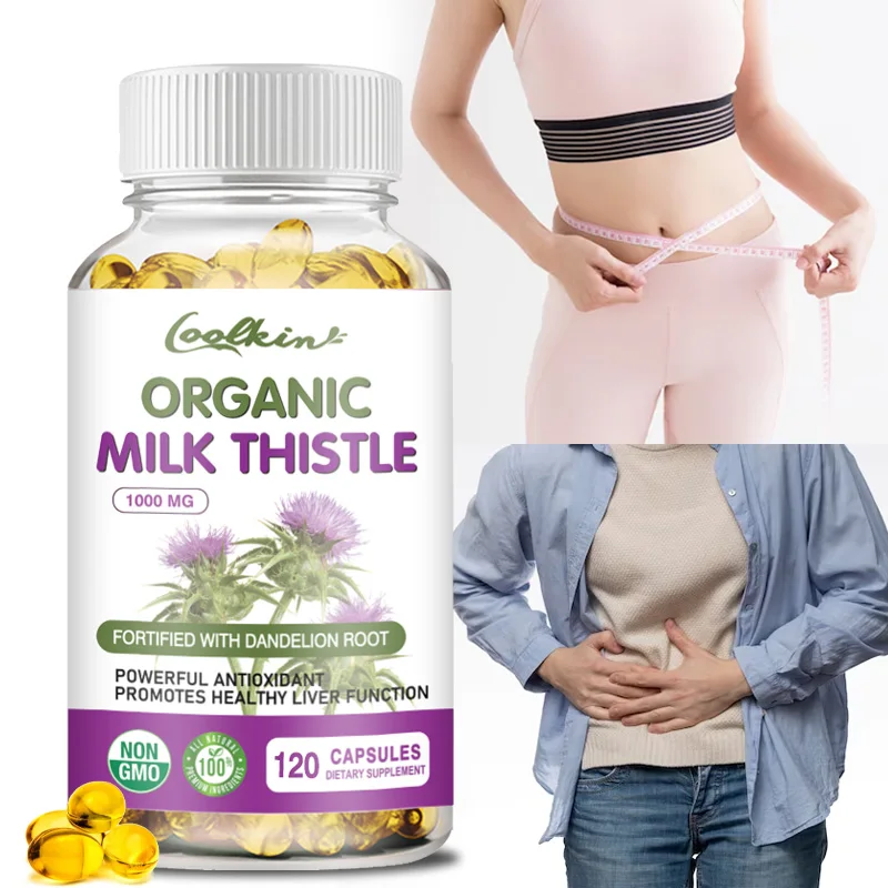 

Organic Milk Thistle 1000mg Capsules - Liver Digestive Health, Supports Liver Function, Antioxidant, Non-GMO, Vegetarian