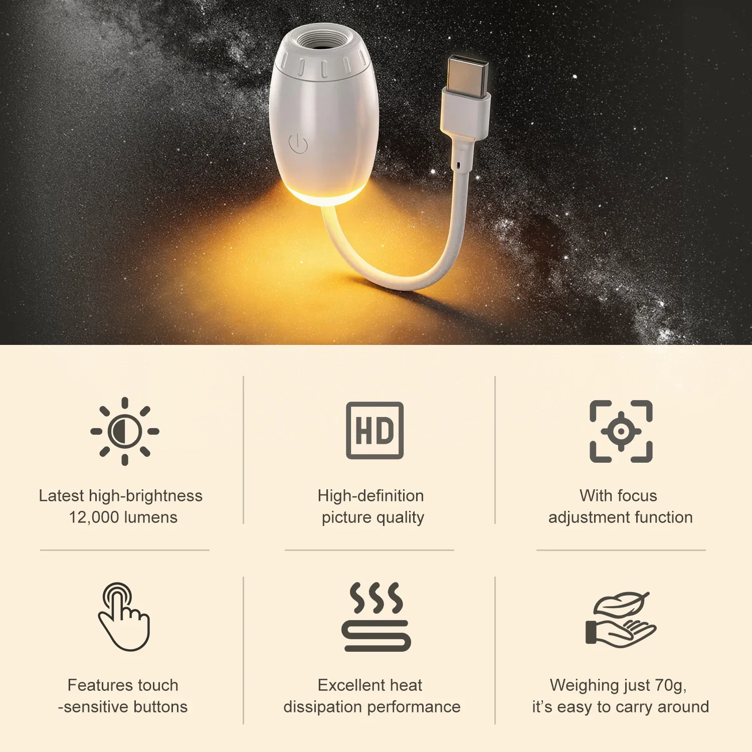 Mini Galaxy Star Projector Night Light Starry Sky Ambient Lamp for Bedroom Car Ambient Light High Temperature Resistant Slide view 4