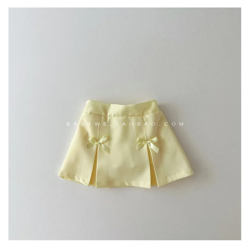Q2409 Spring New Fashion Girls' Short Skirt Pleated Butterfly Knot Half-length Children's Clothing Stylish Trendy Kids' Apparel
