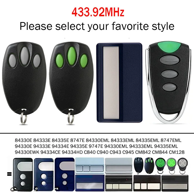 94335E 84335E 94335EML 84335EML 84330EML MERLIN C945 C943 C940 C840 1A5639-7 Garage Door Remote Control 433.92MHz Rolling Code