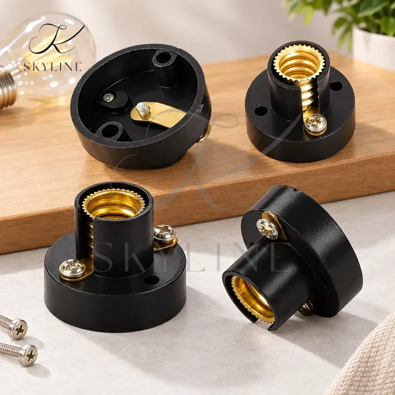 20pcs Lot E14 Screw Round Conversion Flat LED Lamp Holder 5A Bedroom Small Screw Led Lighting Head Base Socket
